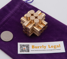 Load image into Gallery viewer, Burrly Legal, an 18 Piece Interlocking Cylindrical Burr Puzzle
