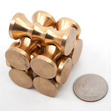 Load image into Gallery viewer, Alternative stacking arrangment of the unassembled Hyperbolloid brass puzzle pieces