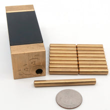 Load image into Gallery viewer, Feed the Monkey Puzzle and pieces.  A packing puzzle demonstrating the quirky sense of humour of the two brass monkey chaps.