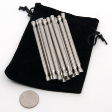 Load image into Gallery viewer, 12 Stainless Steel Nova Plexus pieces sitting a top their handy carry pouch. 
