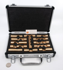 Kong brass pieces come in a handy aluminium carry case with custom shaped cut outs.