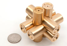 Load image into Gallery viewer, Brass Monkey Five shown along side a quarter for scale. Each rod is 70mm long and 19mm in diameter.