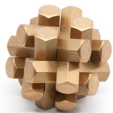 Load image into Gallery viewer, Assembled Hex Puzzle. Four sets of three parallel hexagonal pieces in a symettrical assembly