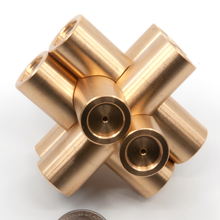 Load image into Gallery viewer, Brass Monkey Four - a trick opening burr puzzle.