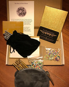 Nova Plexus puzzle and packaging, info cards, aluminium engraved limited edition certificate, carry pouches and teeny, tiny, rubber bands to aid assembly.